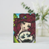 Winter Snowflakes White Seal Mermaid Art Fantasy Postkarte (Stehend Vorderseite)