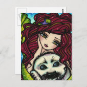 Winter Snowflakes White Seal Mermaid Art Fantasy Postkarte (Vorne/Hinten)