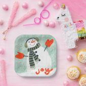 Winter Snowman 7 Zoll Square Paper Plate Pappteller (Party)
