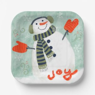 Winter Snowman 7 Zoll Square Paper Plate Pappteller