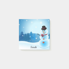 Winter Snowman Add Name Niedlich Office Geschenk Post-it Klebezettel