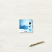 Winter Snowman Add Name Niedlich Office Geschenk Post-it Klebezettel (Auf Schreibtisch)