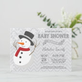 Winter Snowman Baby Shower Einladung (Stehend Vorderseite)