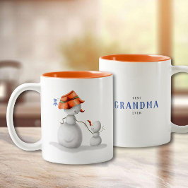 Winter Snowman Best Grandma Ever Zweifarbige Tasse