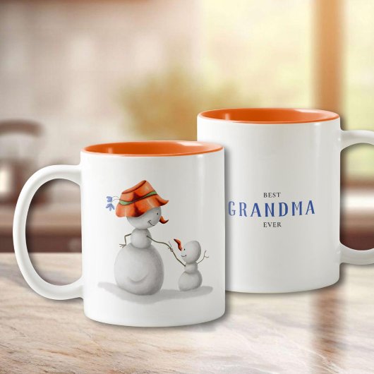 Winter Snowman Best Grandma Ever Zweifarbige Tasse