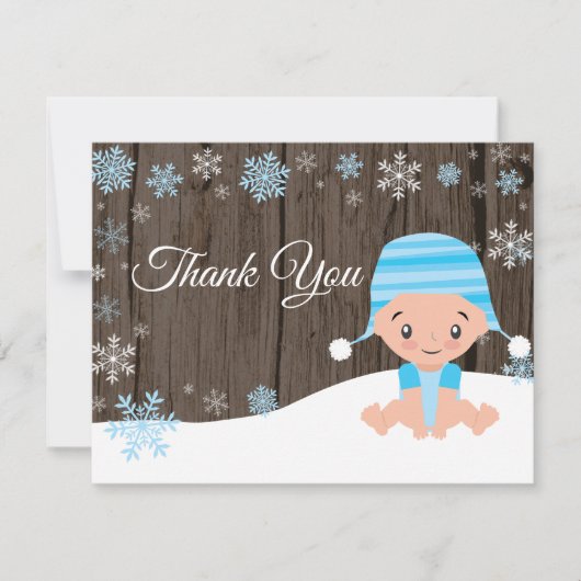 Winter Snowman Blue Dankeschön Card Dankeskarte (Vorderseite)