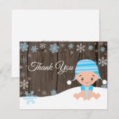 Winter Snowman Blue Dankeschön Card Dankeskarte (Vorne/Hinten)