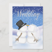 Winter Snowman Bride & Groom Einladung (Vorderseite)