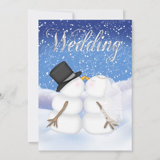 Winter Snowman Bride & Groom Einladung (Vorderseite)