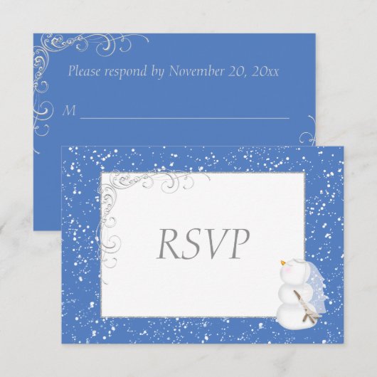 Winter Snowman Bride & Groom Wedding RSVP (Vorne/Hinten)