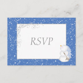 Winter Snowman Bride & Groom Wedding RSVP Karte