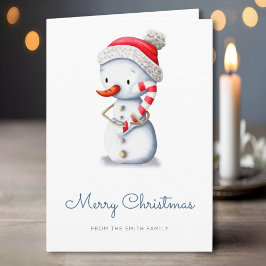 Winter Snowman Candy Cane Merry Christmas Feiertagskarte