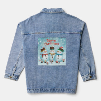 Winter Snowman Denim Jacket Jeansjacke