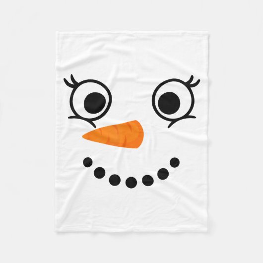 Winter Snowman Face Eyelashes Christmas Xmas Fun D Fleecedecke (Vorderseite)