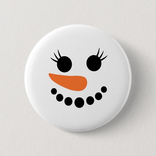 Winter Snowman Face Eyelashes Weihnachtsfeiertage Button (Vorderseite)