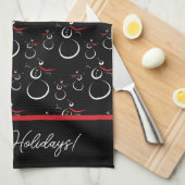 Winter Snowman Familienmuster Merry Holidays Schwa Geschirrtuch (Viertel Falte)