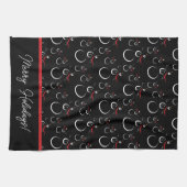 Winter Snowman Familienmuster Merry Holidays Schwa Geschirrtuch (Horizontal)