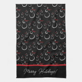Winter Snowman Familienmuster Merry Holidays Schwa Geschirrtuch (Vertikal)