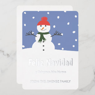 Winter Snowman Feliz Navidad y Prospero Año Nuevo Folien Feiertagskarte