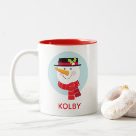 Winter Snowman Gesicht Zwei-Tone-Kaffee-Tasse Zweifarbige Tasse