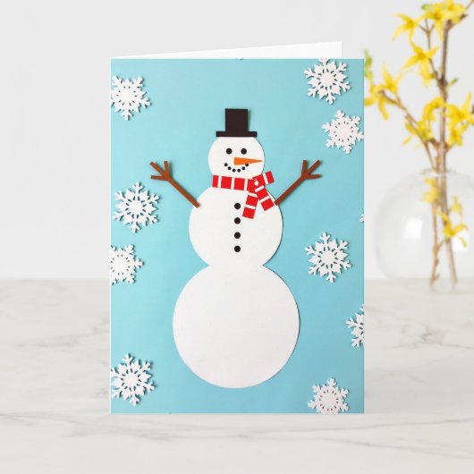 Winter Snowman Greeting Card Karte (Gelbe Blume)