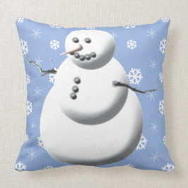 Winter Snowman Light Blue und White Holiday Kissen