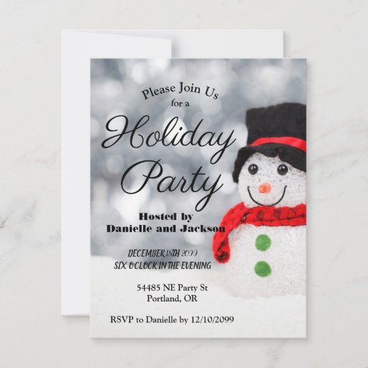 Winter Snowman mit Top Hat Holiday Party Einladung (Vorderseite)