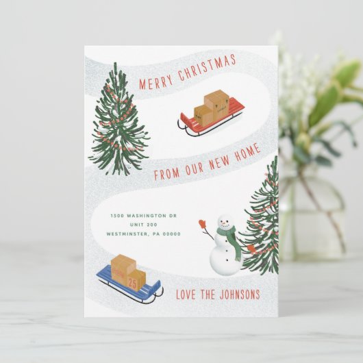 Winter Snowman Moving Ankündigung für bewegliche S (Stehend Vorderseite)