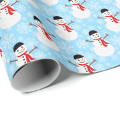 Winter Snowman Niedlich Blue Holiday Geschenkpapier (Rolleneckpunkt)