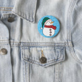 Winter Snowman Niedlich Blue Weihnachtsfeiertag Button (Beispiel)