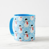 Winter Snowman Niedlich Blue Weihnachtsfeiertag Tasse (Vorderseite Links)