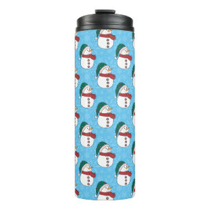 Winter Snowman Niedlich Blue Weihnachtsfeiertag Thermosbecher