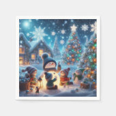 Winter Snowman Paper Napkin Serviette (Vorderseite)