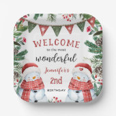 Winter Snowman Paper Tellers zum 2. Geburtstag Pappteller (Vorderseite)