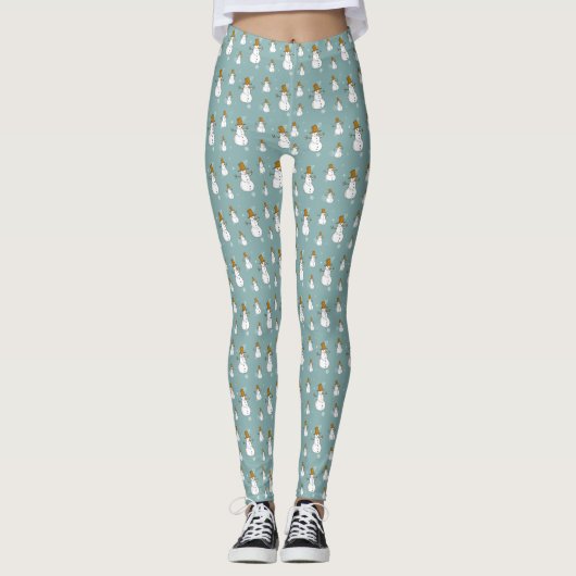 Winter Snowman Pattern Leggings (Vorderseite)