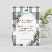 Winter Snowman Plaid Baby Shower Invitation Einladung (Stehend Vorderseite)
