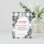 Winter Snowman Plaid Baby Shower Invitation Postkarte (Stehend Vorderseite)