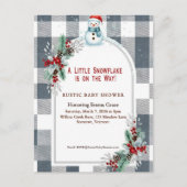 Winter Snowman Plaid Baby Shower Invitation Postkarte (Vorderseite)