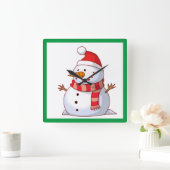 WINTER SNOWMAN QUADRATISCHE WANDUHR (Zuhause)