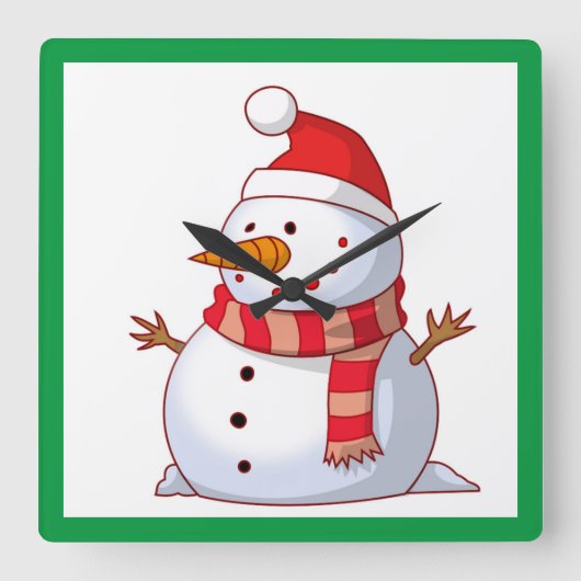 WINTER SNOWMAN QUADRATISCHE WANDUHR (Vorderseite)