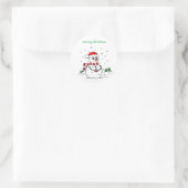 Winter Snowman Runder Aufkleber (Tasche)
