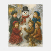 Winter Snowman Scene Fleece Blanket – Cozy Medium (Vorderseite)