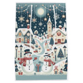 Winter Snowman Scene Mittlere Geschenktüte (Rückseite)