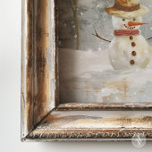 Winter Snowman Szene Malerei Rustikale Weihnachten Poster