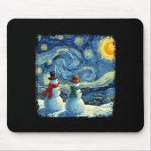 Winter Snowman Van Gogh Starry Night Christmas  Mousepad (Vorne)