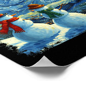 Winter Snowman Van Gogh Starry Night Christmas Poster (Ecke)