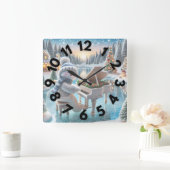 Winter Snowman Wall Clock 10 " Quadratische Wanduhr (Zuhause)