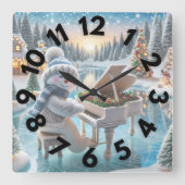 Winter Snowman Wall Clock 10 " Quadratische Wanduhr (Vorderseite)