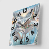 Winter Snowman Wall Clock 10 " Quadratische Wanduhr (Winkel)