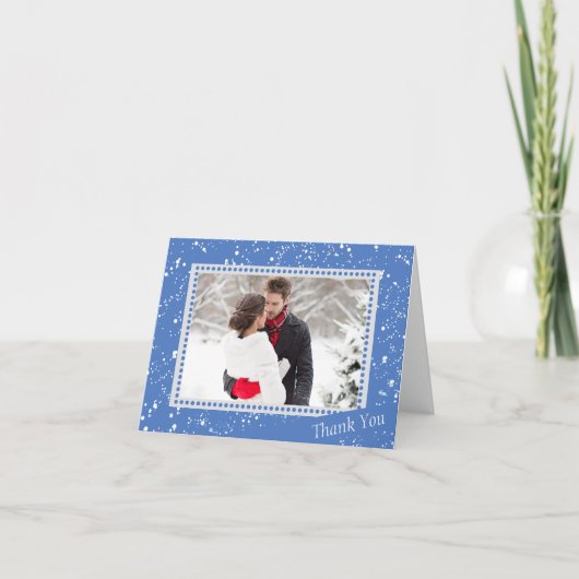 Winter Snowman Wedding Photo Thank You Dankeskarte (Vorderseite)